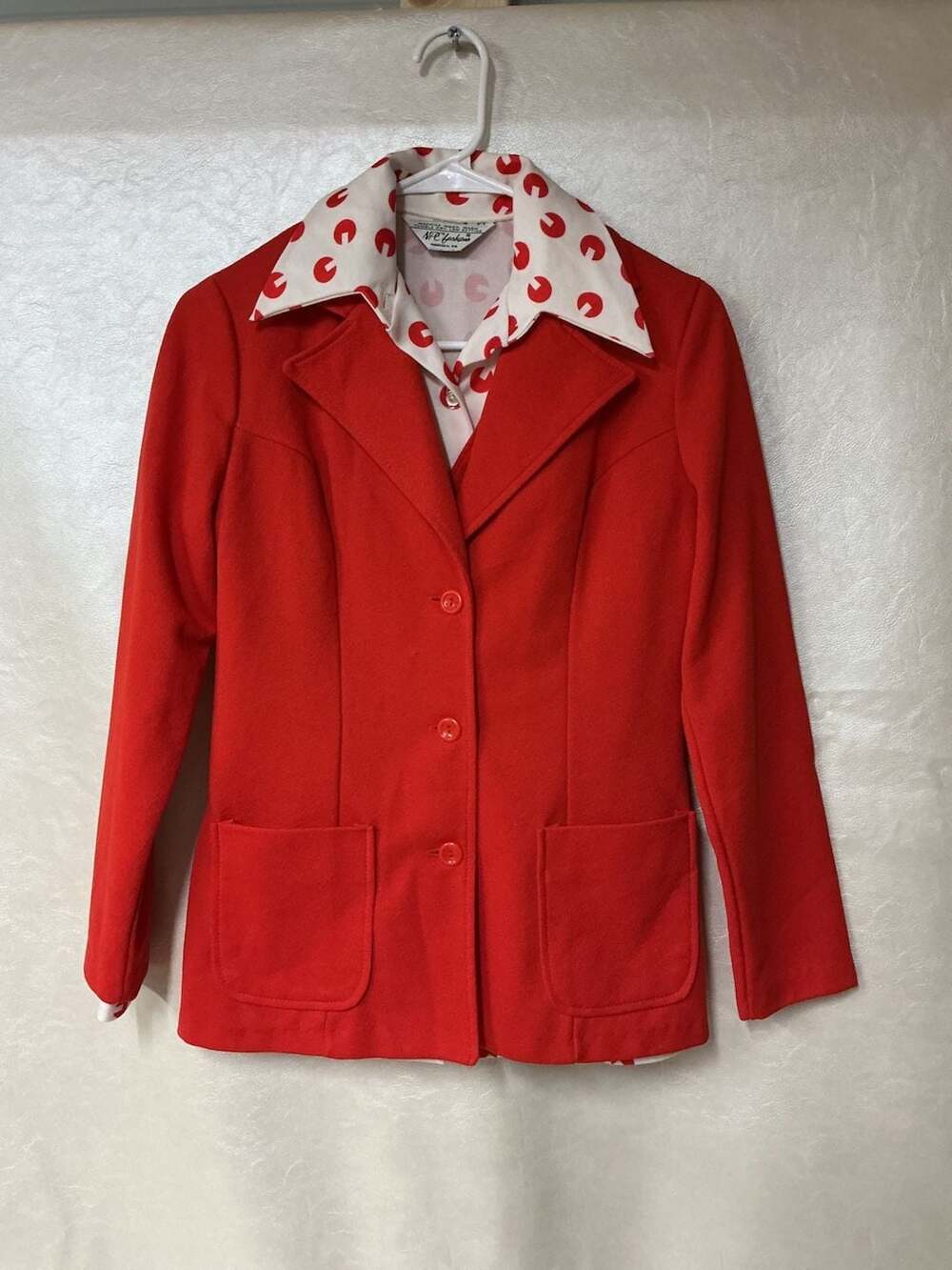 Vintage 1970s NPC Fashions Red Blazer and Vest Set
